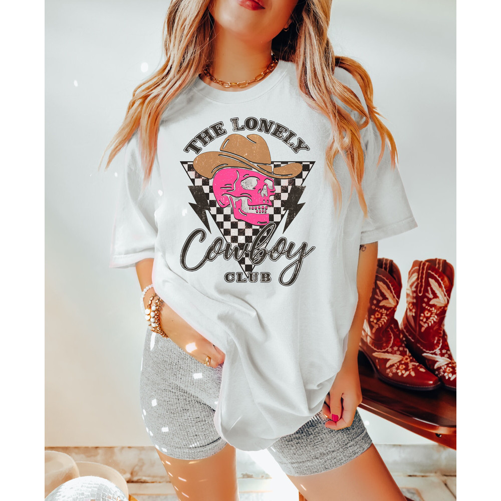 Comfort Colors Shirt, The Lonely Cowboy Club Shirt, Cowboy Shirt, Western Graphic Tee, Nashville Shirt, Cowgirl Shirt, Concert Shirt, Trendy - 3.jpg