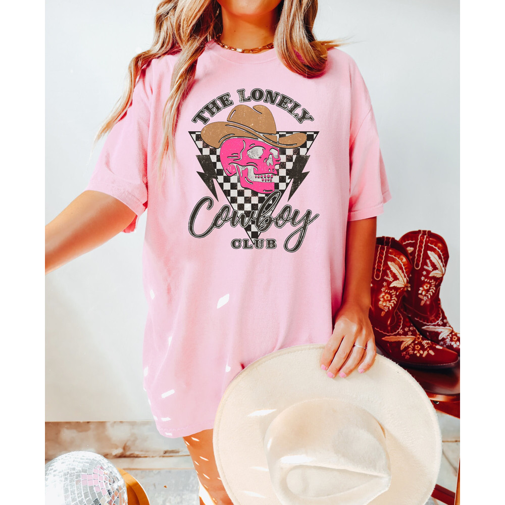 Comfort Colors Shirt, The Lonely Cowboy Club Shirt, Cowboy Shirt, Western Graphic Tee, Nashville Shirt, Cowgirl Shirt, Concert Shirt, Trendy - 5.jpg