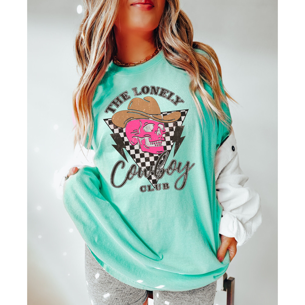 Comfort Colors Shirt, The Lonely Cowboy Club Shirt, Cowboy Shirt, Western Graphic Tee, Nashville Shirt, Cowgirl Shirt, Concert Shirt, Trendy - 6.jpg