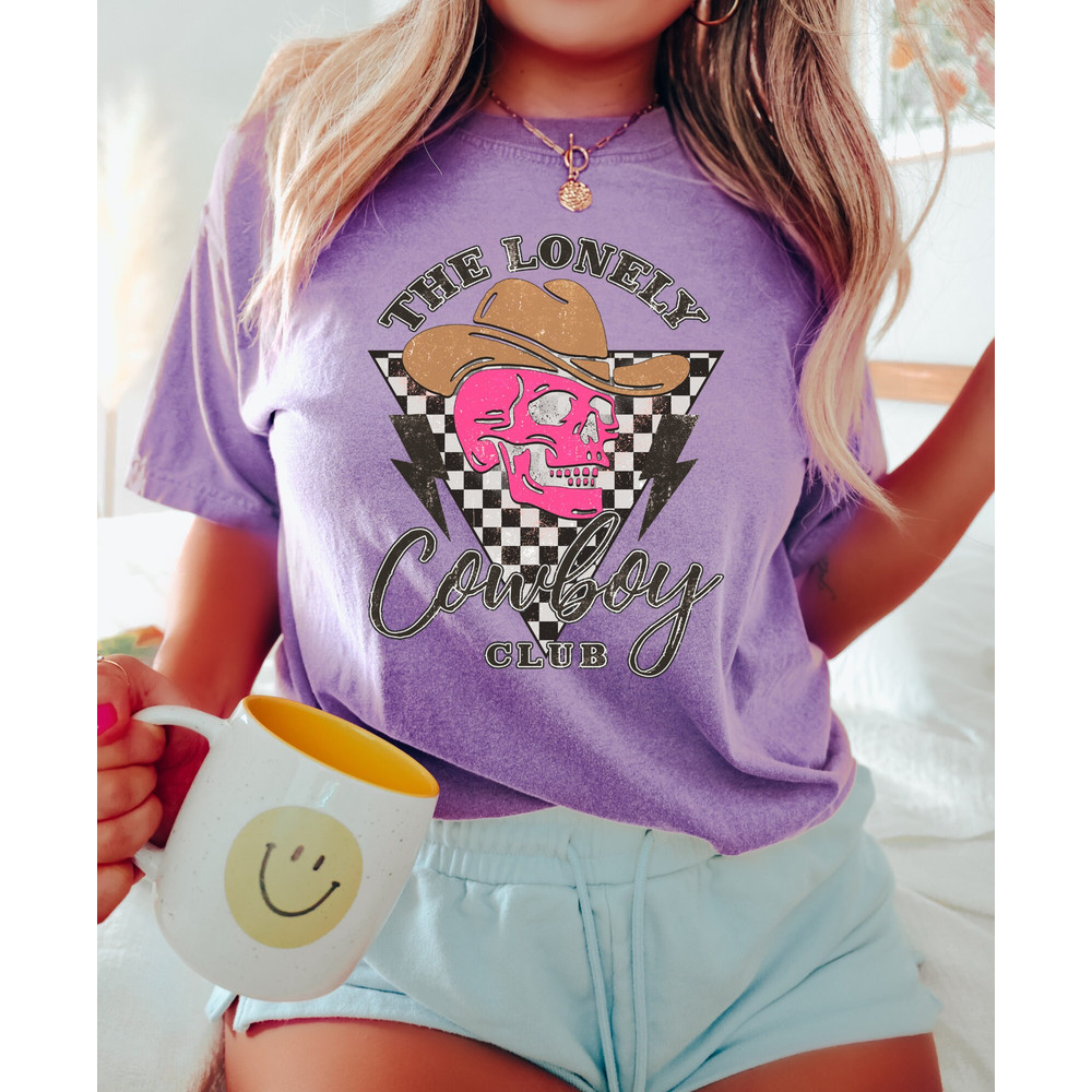 Comfort Colors Shirt, The Lonely Cowboy Club Shirt, Cowboy Shirt, Western Graphic Tee, Nashville Shirt, Cowgirl Shirt, Concert Shirt, Trendy - 8.jpg