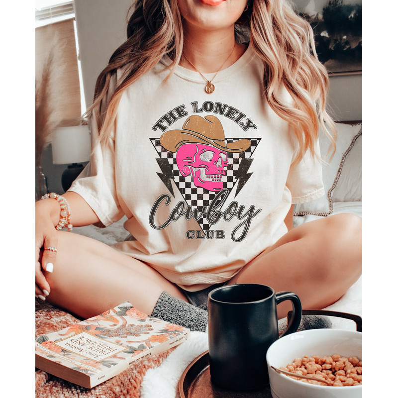 Comfort Colors Shirt, The Lonely Cowboy Club Shirt, Cowboy Shirt, Western Graphic Tee, Nashville Shirt, Cowgirl Shirt, Concert Shirt, Trendy - 1.jpg