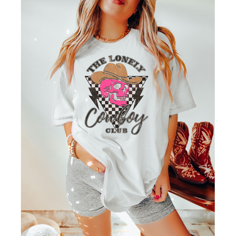 Comfort Colors Shirt, The Lonely Cowboy Club Shirt, Cowboy Shirt, Western Graphic Tee, Nashville Shirt, Cowgirl Shirt, Concert Shirt, Trendy - 2.jpg