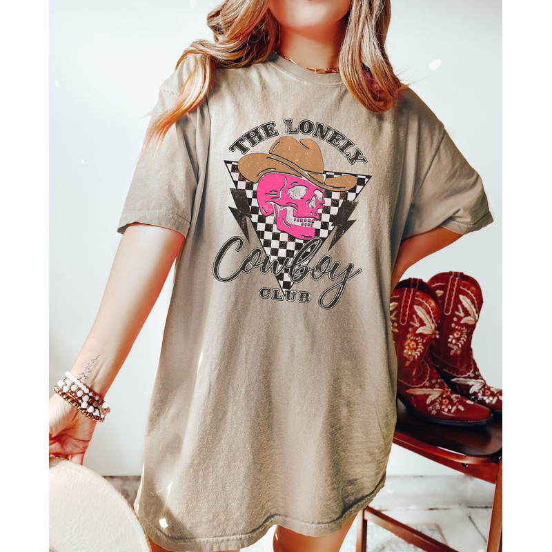 Comfort Colors Shirt, The Lonely Cowboy Club Shirt, Cowboy Shirt, Western Graphic Tee, Nashville Shirt, Cowgirl Shirt, Concert Shirt, Trendy - 3.jpg
