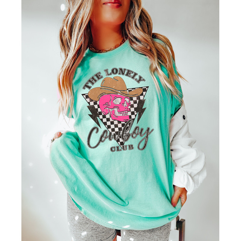 Comfort Colors Shirt, The Lonely Cowboy Club Shirt, Cowboy Shirt, Western Graphic Tee, Nashville Shirt, Cowgirl Shirt, Concert Shirt, Trendy - 5.jpg