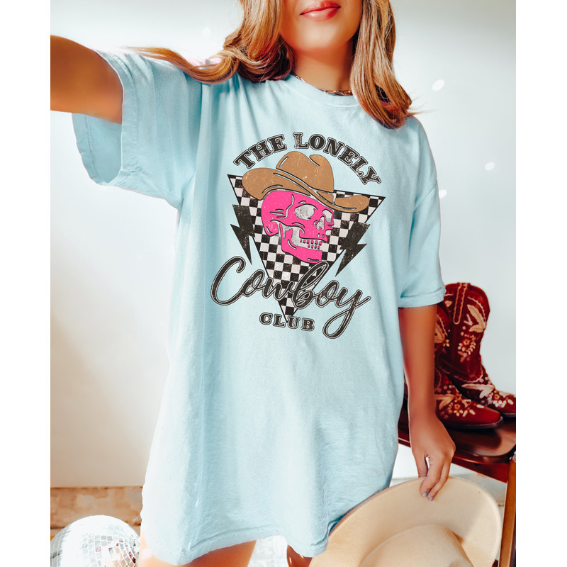 Comfort Colors Shirt, The Lonely Cowboy Club Shirt, Cowboy Shirt, Western Graphic Tee, Nashville Shirt, Cowgirl Shirt, Concert Shirt, Trendy - 7.jpg