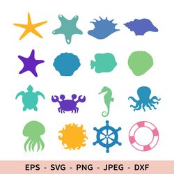 Sea Svg Keychain Svg Underwater File for Cricut Starfish Dxf Seahorse Jellyfish Ocean Png Crab Turtle Cut Animal bundle