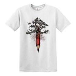 pencil tree t-shirt tribal tree of life tattoo funny gift party tree t shirt top tee