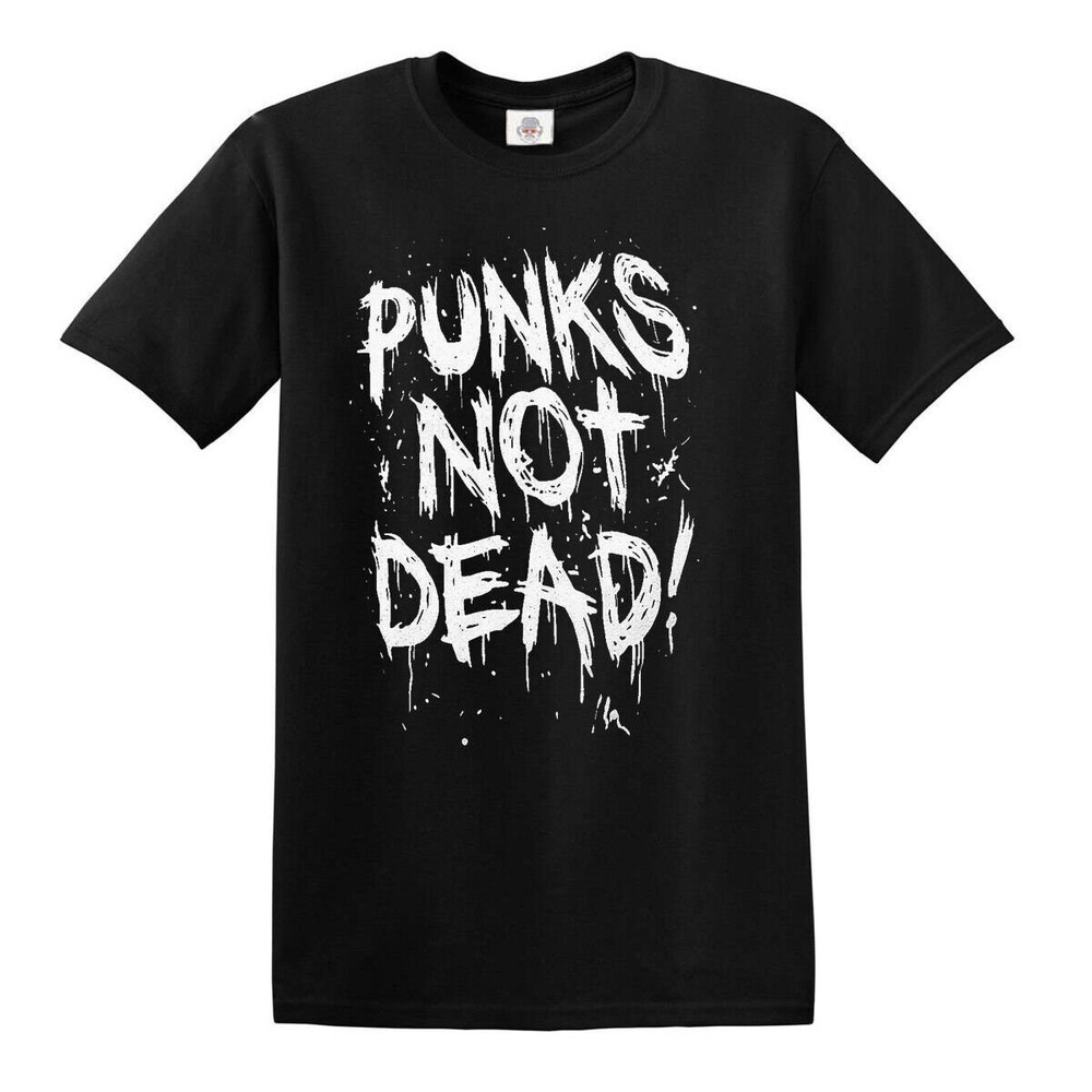 Punks not dead Punk Skull Biker Glam Rock Band Irish Punk Stiff Rock Sham T-shirt Top.jpg