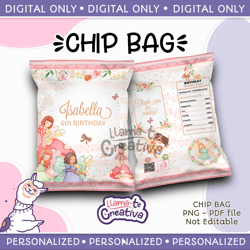 Add personalization Fairy Chip Bag, Personalized, Not editable