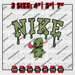 Nike Oogie Boogie Embroidery files, Nightmare Before Christmas Embroidery, Halloween Machine Embroidery Pattern