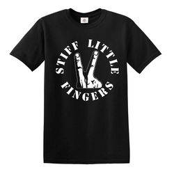 stiff little punk skull biker glam rock band irish punk stiff rock sham t-shirt top tee