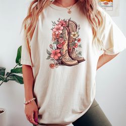 cowgirl boots shirt, wildflower tshirt, wild flowers s
