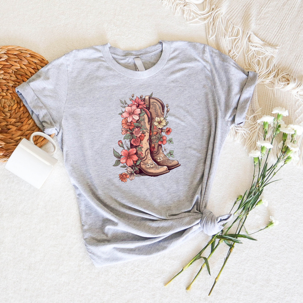 Cowgirl Boots Shirt, Wildflower Tshirt, Wild Flowers Shirt, Best Friend Gift, Floral Tshirt, Flower Shirt, Boho Wildflowers Shirt - 3.jpg