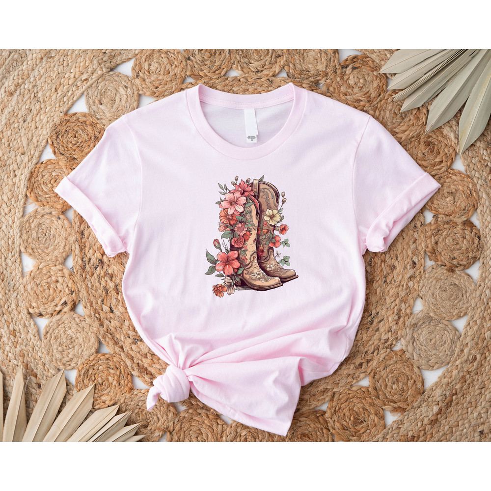 Cowgirl Boots Shirt, Wildflower Tshirt, Wild Flowers Shirt, Best Friend Gift, Floral Tshirt, Flower Shirt, Boho Wildflowers Shirt - 4.jpg