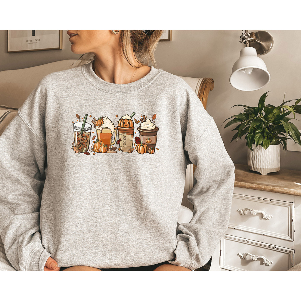 Fall Coffee Sweater, Cute Fall Sweatshirt, Pumpkin Spice Shirt, Thanksgiving Gift, Coffee Lover Shirt, Thanksgiving Pumpkin Latte Drink Cup - 4.jpg