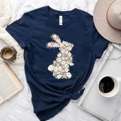 floral bunny shirt, easter shirts, , happy easter shir