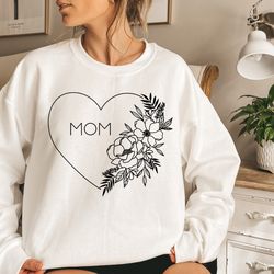floral mom heart sweatshirt, mothers day sweatshirt, p