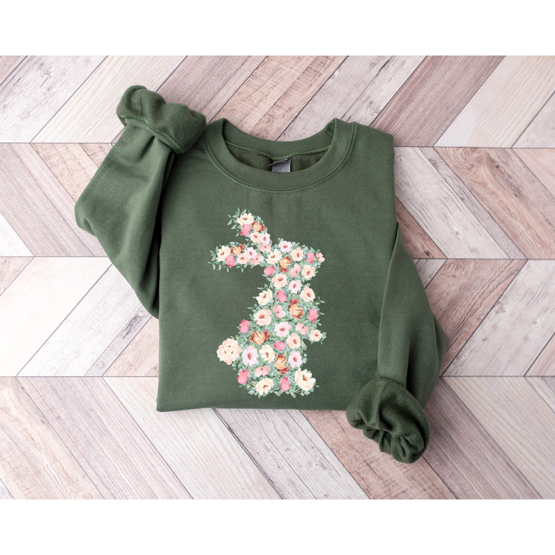 Floral Bunny Shirt, Easter Shirts, , Happy Easter Shirt, Happy Easter Bunnies Shirt, Bunny Shirt, Rabbit Silhouette, Easter Matching Tee, - 2.jpg