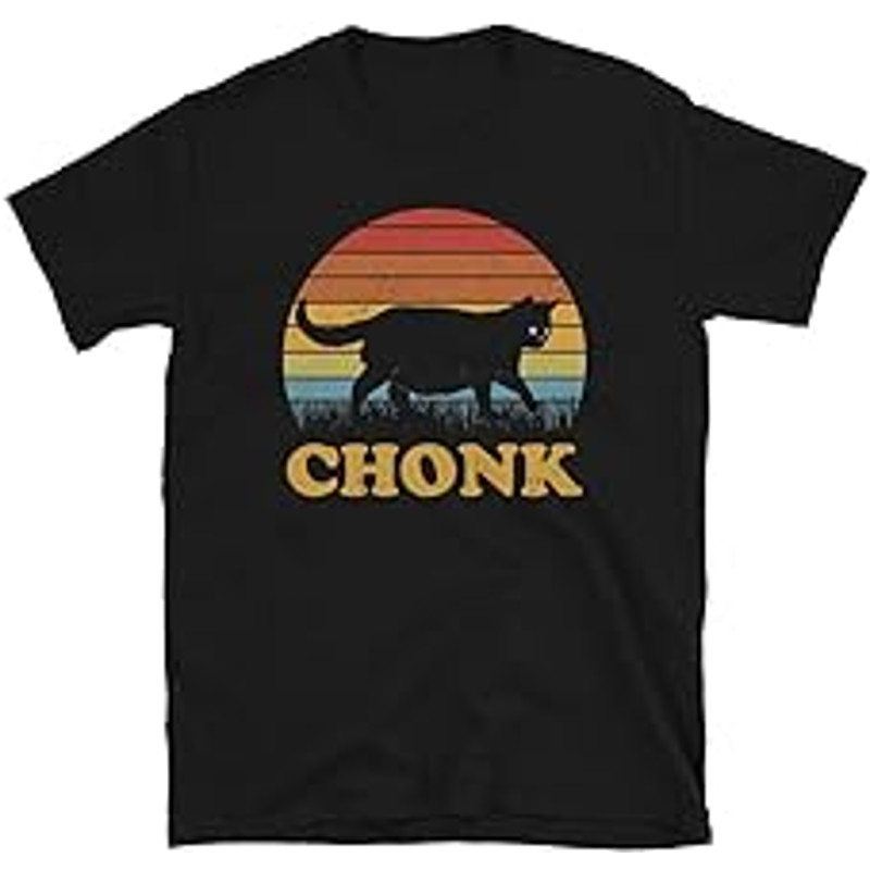 Fat Cat Chonk cat Retro Vintage Sunset T-Shirt.jpg