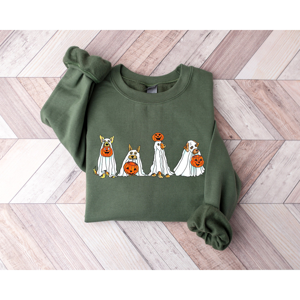 Halloween Sweatshirt, Halloween Sweater, Halloween Dog Sweatshirt, Ghost Dog Shirt, Happy Halloween, Retro Spooky Season, Ghost Sweatshirt - 2.jpg
