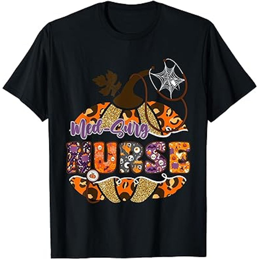 Med Surg Nurse Leopard Halloween Pumpkin Costume T-Shirt.jpg
