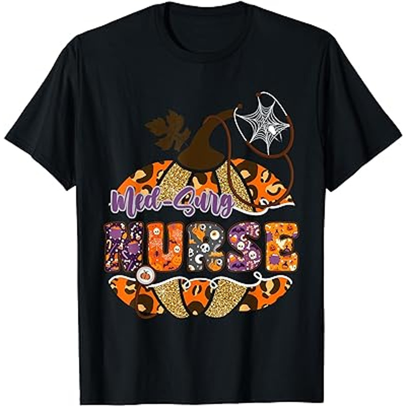 Med Surg Nurse Leopard Halloween Pumpkin Costume T-Shirt.jpg