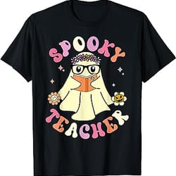 groovy boo retro spooky teacher halloween costume t-shirt