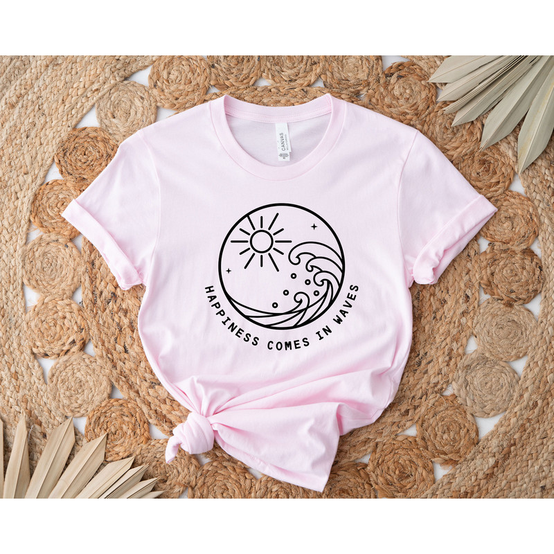 Happiness comes in waves Unisex Shirts, Summer Tees, Women Clothing, Beach shirts, Beach, Birthday Gift Ideas for Best Friends, Girl Friends - 2.jpg