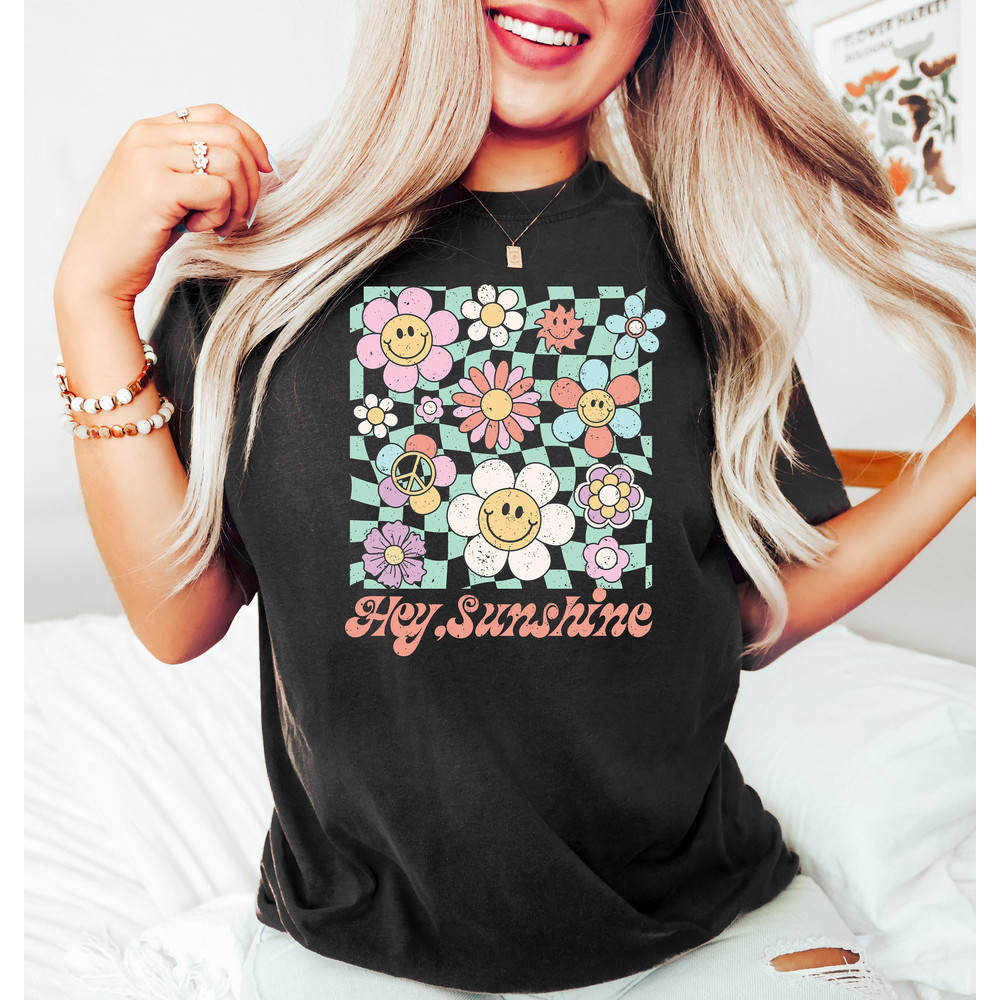 Hey sunshine shirt, groovy summer t-shirt, summer Unisex shirt, Ocean tee, Beach Shirt, Summer tshirt, Summer Tee, Holiday Shirt - 1.jpg