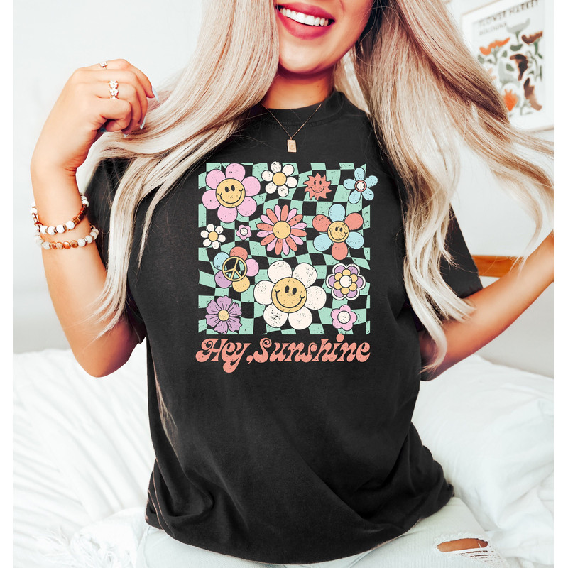 Hey sunshine shirt, groovy summer t-shirt, summer Unisex shirt, Ocean tee, Beach Shirt, Summer tshirt, Summer Tee, Holiday Shirt - 1.jpg