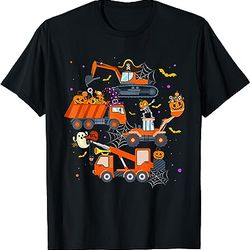 crane truck construction pumpkin toddler kids boys t-shirt