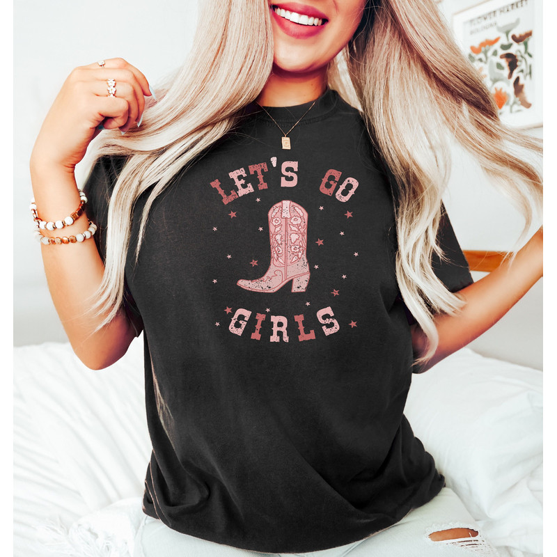 Let's Go Girls T-Shirt, Girls Trip Shirt, Cowgirl Bachelorette Shirts, Lets go girls Shirts, Disco Bachelorette, Retro Bride Shirt - 1.jpg
