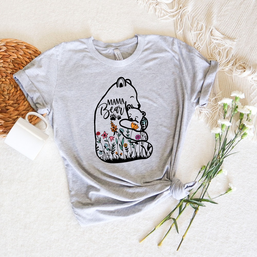 Mama Bear Shirt, Mom Shirt, Mama Bear, Cute Mama Bear and Baby with Wildflowers, Mom T-Shirt, Mommy Shirt, Mother's Day Gift,Mama Sweatshirt - 3.jpg
