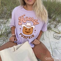 comfort colors shirt retro halloween howdy pumpkin western shirt vintage ghost halloween shirt witch shirt retro fall sh