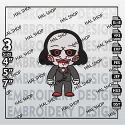 Jigsaw Embroidery Designs, Horror Character Embroidery Files, Halloween Horror Character, Machine Embroidery Patt