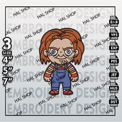 Chucky Embroidery Designs, Horror Character Embroidery Files, Halloween Horror Character, Machine Embroidery Patt
