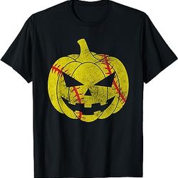 baseball player scary pumpkin funny costume halloween t-shirt