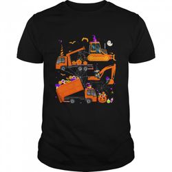 halloween crane truck construction pumpkin toddler shirt