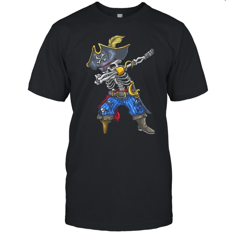Dabbing Skeleton Pirate Jolly Roger Halloween Birthday shirt.jpg