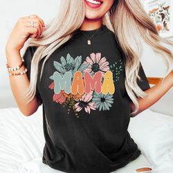 retro floral mama t-shirt, shirt for mom for mothers d