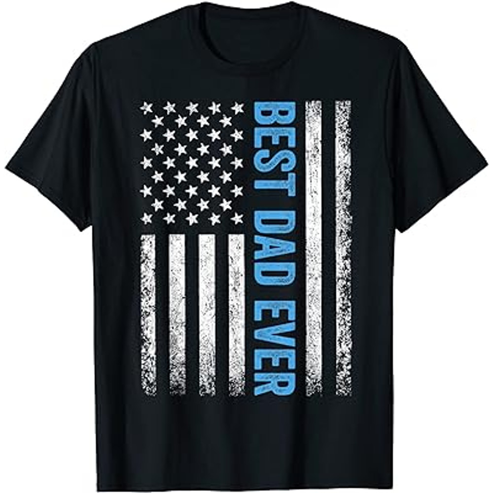 Father's Day Best Dad Ever with US American Flag T-Shirt black.jpg