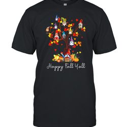 happy fall yall gnomes pumpkin autumn tree thanksgiving shirt
