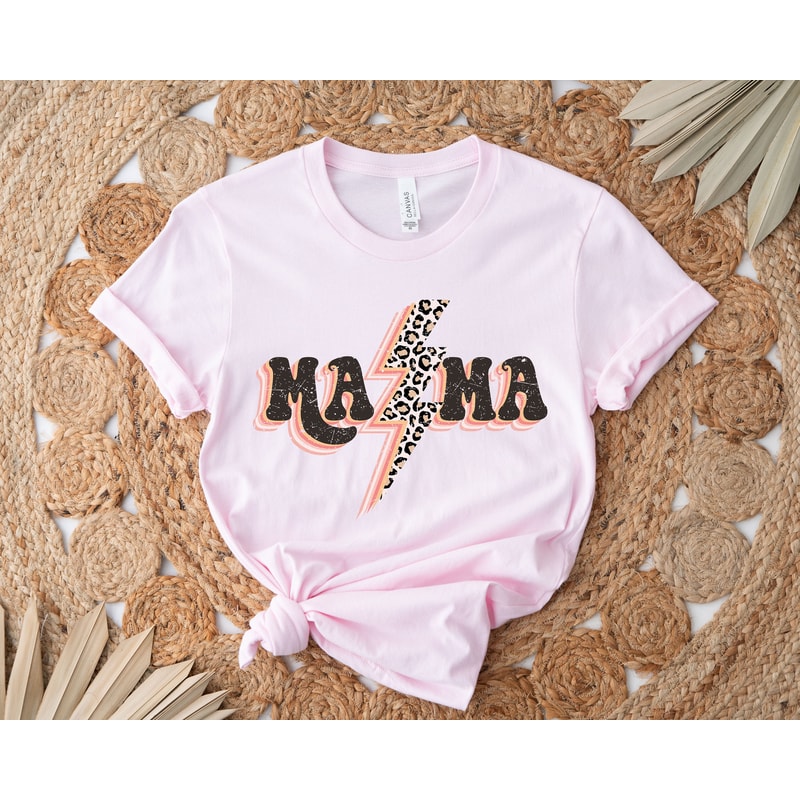 Retro Mama Lighting, Vintage Inspired Tee Shirt, Garment Dyed, Boho, Women, Leopard Shirt, Western Graphic Tee, Retro Shirt, Mama Shirt - 2.jpg