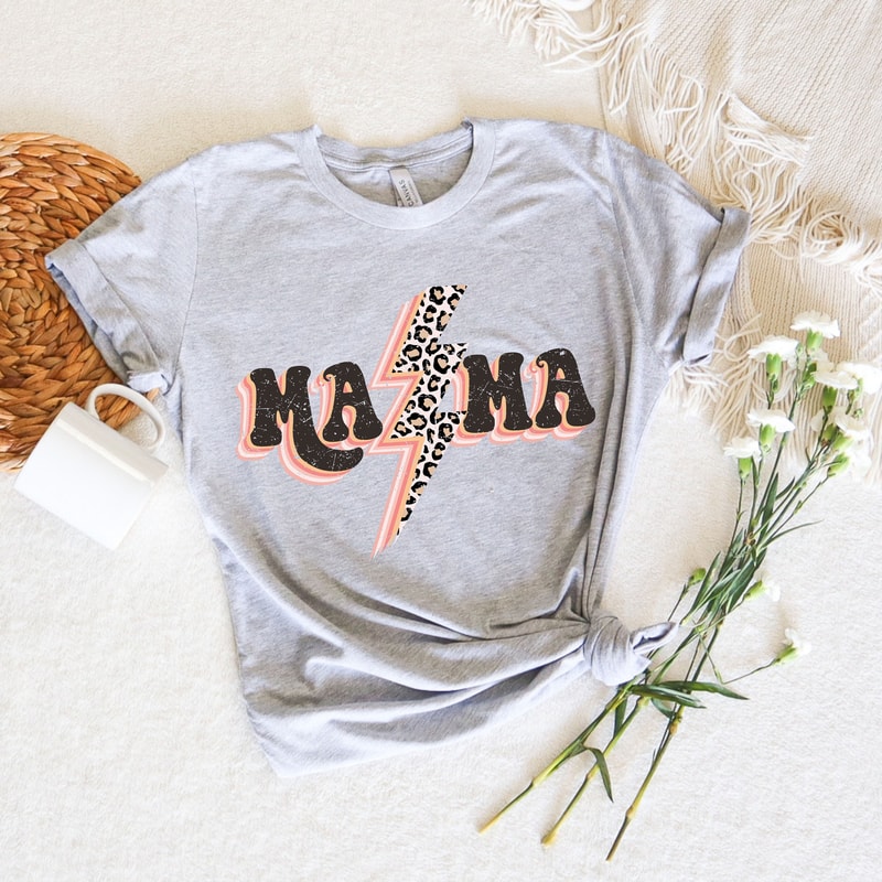 Retro Mama Lighting, Vintage Inspired Tee Shirt, Garment Dyed, Boho, Women, Leopard Shirt, Western Graphic Tee, Retro Shirt, Mama Shirt - 3.jpg