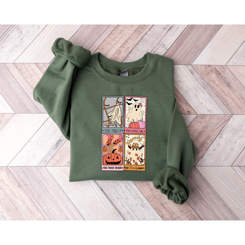 Retro Tarot Card Halloween Shirt, Horror Halloween Shirt for Women, Women's Halloween Party Tee, Spooky Fall Shirt, Cute Ghost Shirt - 3.jpg
