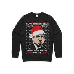 michael scott christmas jumper sweater sweatshirt us office happy birthday jesus xmas funny