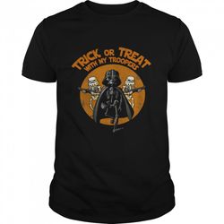 retro star wars darth vader trick or treat with my troopers shirt