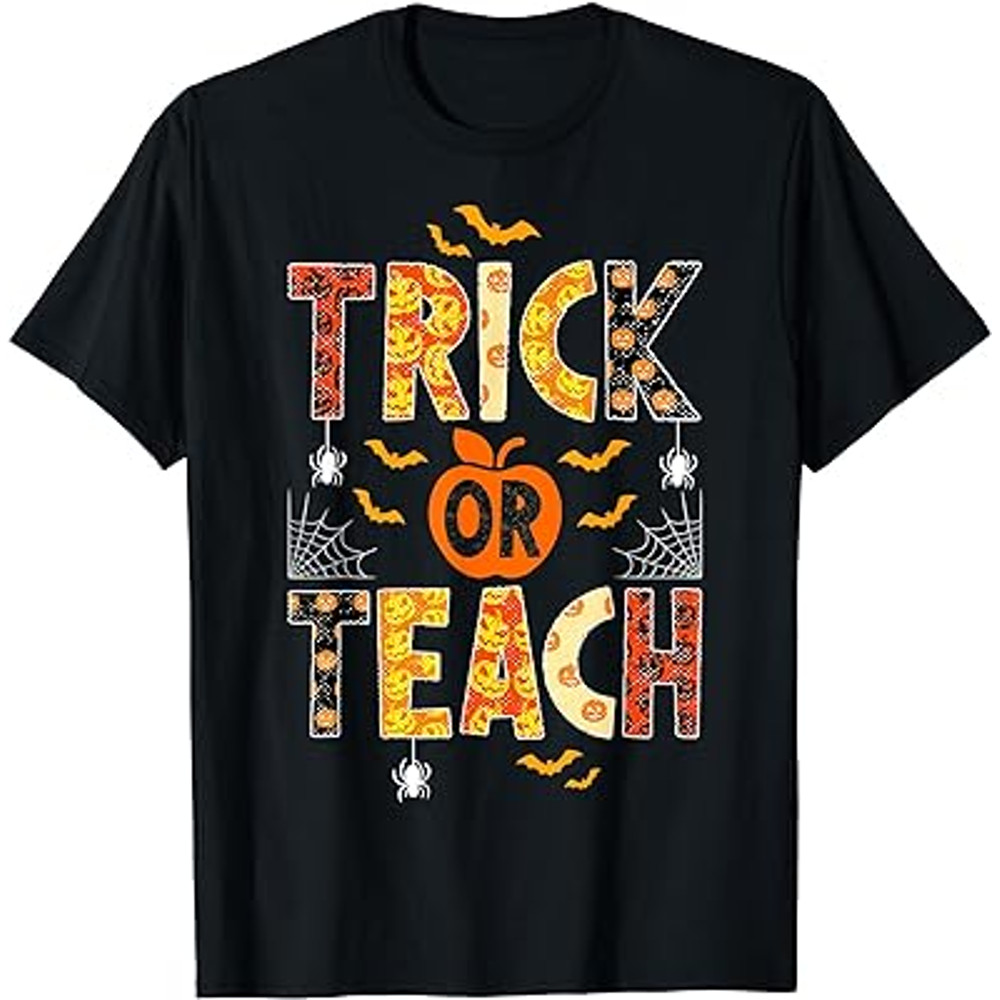 Trick Or Teach Cute Halloween Teacher Men Women Spooky T-Shirt.jpg