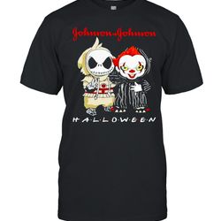 jack skellington and pennywise johnson & johnson halloween shirt