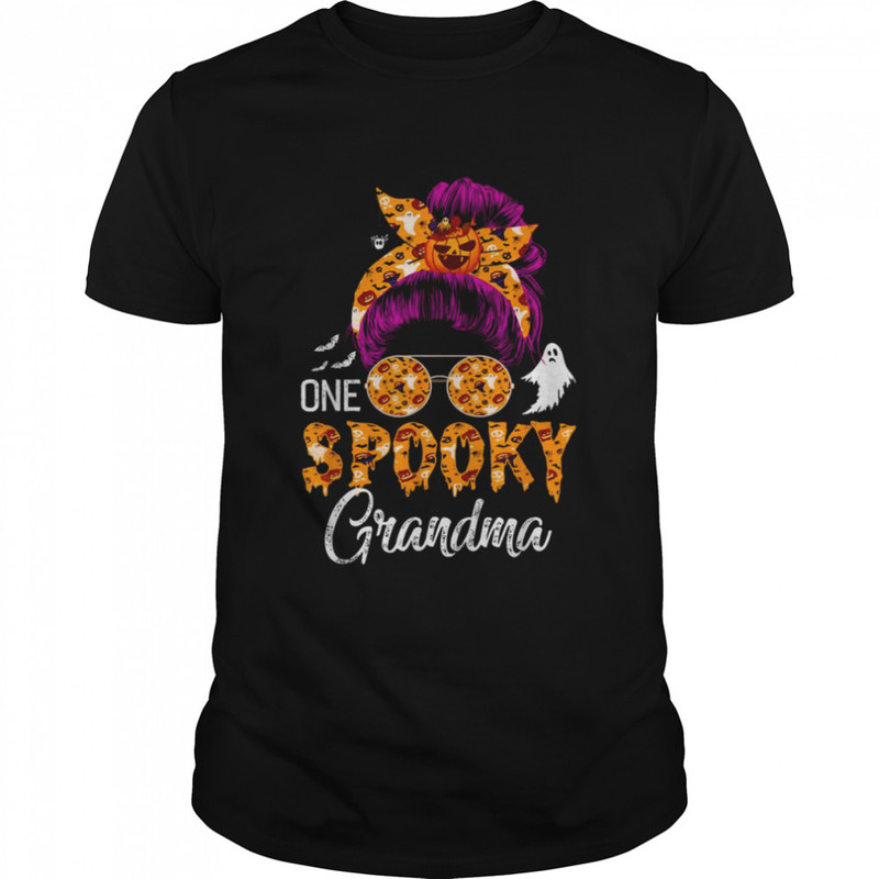 Messy Bun Mom Monster Bleached One Spooky Grandma Halloween T-Shirt.jpg